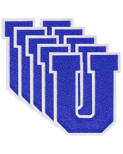 GBTBYS Varsity-Buchstaben-Flicken aus Chenille, zum Aufbügeln, für Rucksäcke, bestickte Applikation, Jacke, Kapuzenpullover, Taschen, Abschlussfeier, Geburtstag, Party, Blau, 5 Stück von GBTBYS