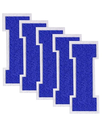 GBTBYS Varsity-Buchstaben-Flicken aus Chenille, zum Aufbügeln, für Rucksäcke, bestickte Applikation, Jacke, Kapuzenpullover, Taschen, Abschlussfeier, Geburtstag, Party, Blau, 5 Stück von GBTBYS