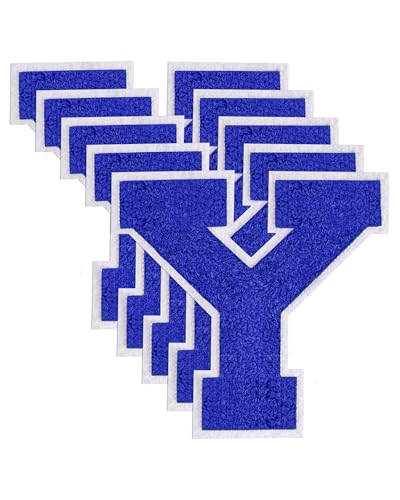 GBTBYS Varsity-Buchstaben-Flicken aus Chenille, zum Aufbügeln, für Rucksäcke, bestickte Applikation, Jacke, Kapuzenpullover, Taschen, Abschlussfeier, Geburtstag, Party, Blau, 5 Stück von GBTBYS