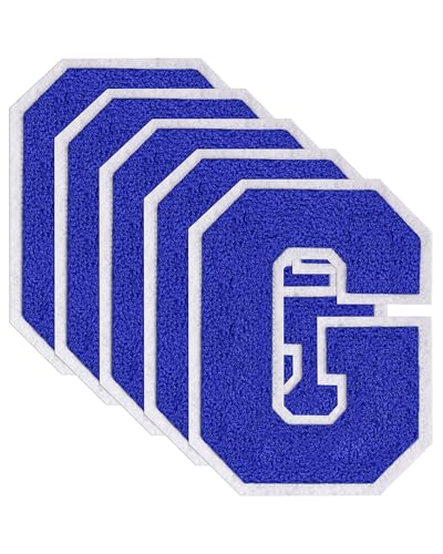 GBTBYS Varsity-Buchstaben-Flicken aus Chenille, zum Aufbügeln, für Rucksäcke, bestickte Applikation, Jacke, Kapuzenpullover, Taschen, Abschlussfeier, Geburtstag, Party, G, 5 Stück von GBTBYS