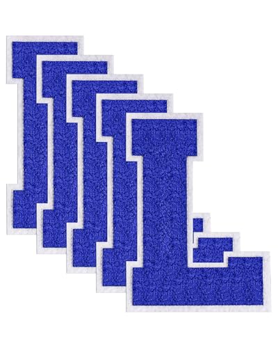 GBTBYS Varsity-Buchstaben-Flicken aus Chenille, zum Aufbügeln, für Rucksäcke, bestickte Applikation, Jacke, Kapuzenpullover, Taschen, Abschlussfeier, Geburtstag, Party, L, 5 Stück von GBTBYS