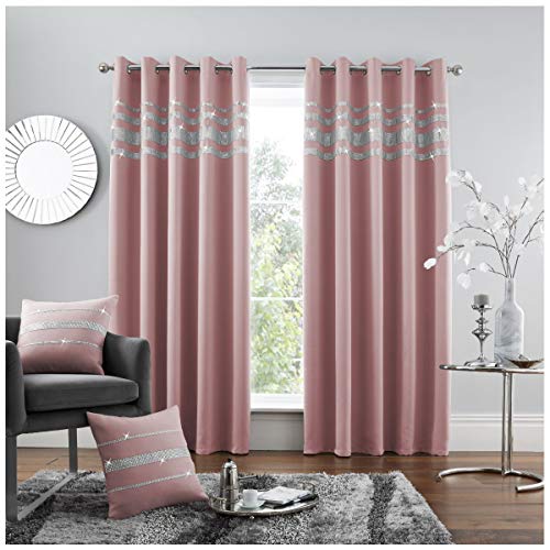 GC GAVENO CAVAILIA Verdunkelungsvorhänge für Schlafzimmer, Diamant-Ösenvorhänge, Fenstervorhang-Raffhalter, Blush Pink, 90 x 90 cm von GC GAVENO CAVAILIA