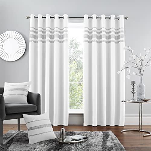 GC GAVENO CAVAILIA Verdunkelungsvorhänge für Schlafzimmer, Diamant-Ösenvorhänge, Fenstervorhang-Raffhalter, Weiß, 66 x 90 cm von GC GAVENO CAVAILIA