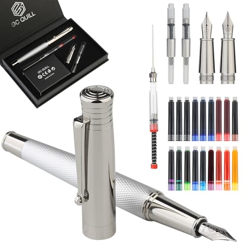GC QUILL Fancy Füllfederhalter Set - Feine und Mittlere Federn, 18 Tintenpatronen, Tintenkonverter, Spritzenfüller, Luxus Stift Geschenk für Männer Frauen, Schöner Stift zum Schreiben von Journaling - GC QUILL Fancy Füllfederhalter Set - Feine und Mittlere Federn, 18 Tintenpatronen, Tintenkonverter, Spritzenfüller, Luxus Stift Geschenk für Männer Frauen, Schöner Stift zum Schreiben von Journaling - von GC QUILL