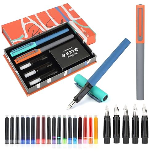 GC QUILL Kalligraphie-Füllfederhalter-Set, 5 verschiedene Federn und 18 Tintenpatronen, Kalligraphie-Set für Anfänger MU-20 von GC QUILL