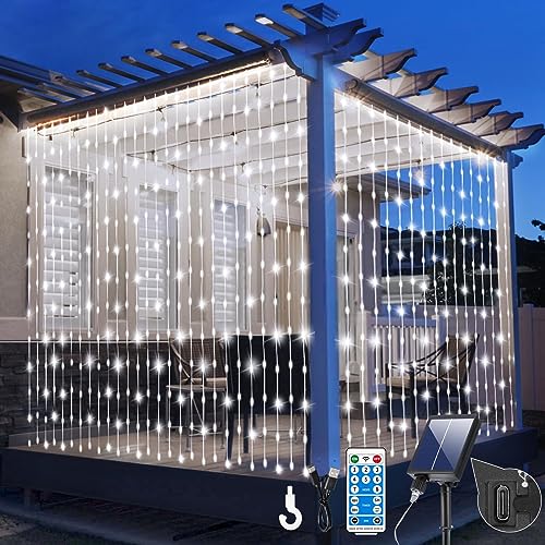 GCMacau 6x3m Lichtervorhang Lichterkette Aussen 600 Leds, Solar Led Lichterketten Vorhang Innen - Außen,8 Modi Und Fernbedienung,Usb-Aufladung,Hängende Funkelnde Vorhänge für Valentinstag Party GCMacau 6x3m Lichtervorhang Lichterkette Aussen 600 Leds, Solar Led Lichterketten Vorhang Innen - Außen,8 Modi Und Fernbedienung,Usb-Aufladung,Hängende Funkelnde Vorhänge für Valentinstag Party von GCMacau