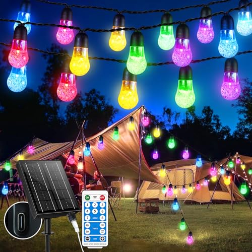 GCMacau Solar Lichterkette Aussen, 18M 50 LED Lichterkette Außen Solar, 8 Modi, IP65 Wasserdicht Kristall Kugeln, Lichterkette Außen Deko für Balkon Garten Terrassen Weihnachten Hochzeiten Party(Bunt) GCMacau Solar Lichterkette Aussen, 18M 50 LED Lichterkette Außen Solar, 8 Modi, IP65 Wasserdicht Kristall Kugeln, Lichterkette Außen Deko für Balkon Garten Terrassen Weihnachten Hochzeiten Party(Bunt) von GCMacau