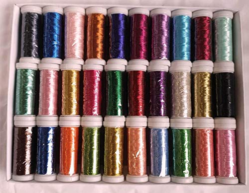 30 Gewinde Spulen Maschine Stickerei Metallic, 30 unterschiedlichen Farbe je 200 Meters, hochwertige Qualität 30 Gewinde Spulen Maschine Stickerei Metallic, 30 unterschiedlichen Farbe je 200 Meters, hochwertige Qualität von GCS LONDON