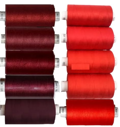 Coats Moon Nähgarn, Polyester, Allzweckfäden zum Nähen, Overlock-Quilten, Nähgarn-Set, 914 m pro Spule, Coats Moon sortiert, 10 Rollen Coats Moon Nähgarn, Polyester, Allzweckfäden zum Nähen, Overlock-Quilten, Nähgarn-Set, 914 m pro Spule, Coats Moon sortiert, 10 Rollen von GCS LONDON