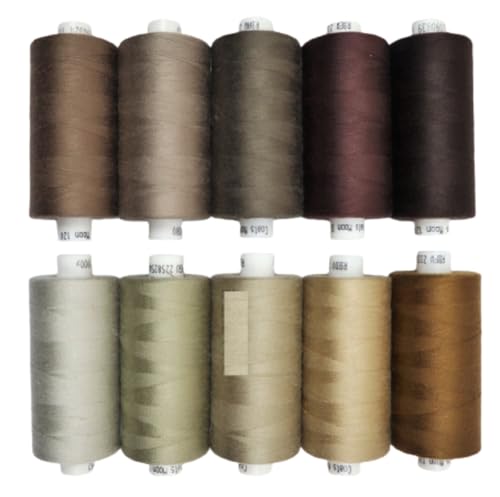 GCS LONDON Nähgarn, Polyester, 914 m pro Rolle, 120 Stück (dunkle neutrale Farbtöne) von GCS LONDON