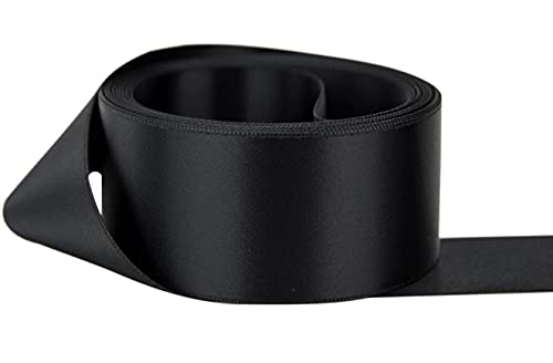 Doppelseitiges Satinband, Größe 38, 50 mm x 3, 5,10 m, viele Farben (50 mm – 10 Meter, schwarz) von GCS LONDON