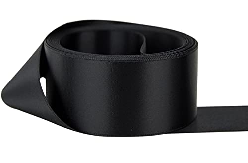 Doppelseitiges Satinband, Größe 50 mm x 10 m (schwarz), perfekt für Geschenke, Nähen, Partys, Dekorationen, Veranstaltungen, Kleider, Hochzeit, Weihnachten, Basteln, Schleifen, Auto, DIY, von GCS LONDON