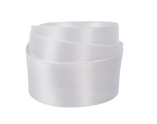 Doppelseitiges Satinband, Größe 38 mm x 10 m (weiß), perfekt für Geschenke, Nähen, Partys, Dekorationen, Veranstaltungen, Kleider, Hochzeit, Weihnachten, Basteln, Schleifen, Auto, DIY, Blumensträuße, von GCS LONDON
