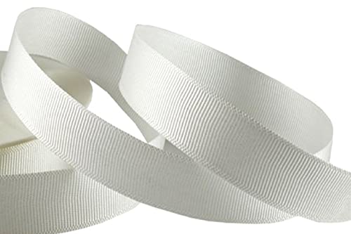 Ripsband - 5 Meter Nähen, Geschenkpapier, Schleifen, Dekorationen, Hochzeit, Basteln, doppelseitig, viele Farben (50 mm x 5 m, gebrochenes Weiß) von GCS LONDON