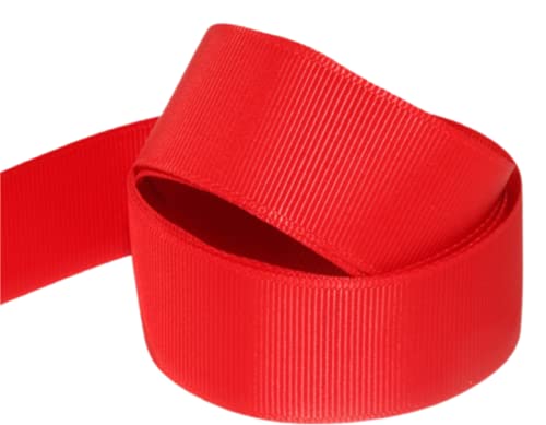 Ripsband -5 Meter Nähen, Geschenkpapier, Schleifen, Dekorationen, Hochzeit, Basteln, doppelseitig, viele Farben (50 mm x 5 m, rot) von GCS LONDON