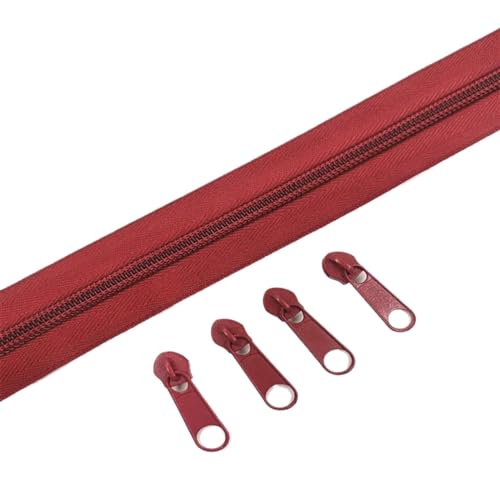 GCYEIDMA Endlos Reißverschluss Mit Zipper 1/2/3/5/8/10 Meter lange Nylon-Reißverschlussrollen mit Reißverschlussschieber for maßgeschneiderte Nähzubehöre(Color:Red wine1,Size:2 Meter) von GCYEIDMA