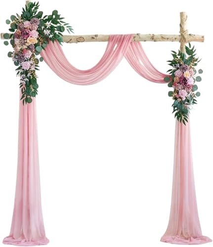 GCYEIDMA Hochzeit Vorhang 3-10M Hochzeitsbogen Drapieren Stoff Sheer Chiffon Tüll Vorhang Drapieren Hintergrund Party Supplies Home Drapery Zeremonie Dekoration(Pink,70x300cm) von GCYEIDMA