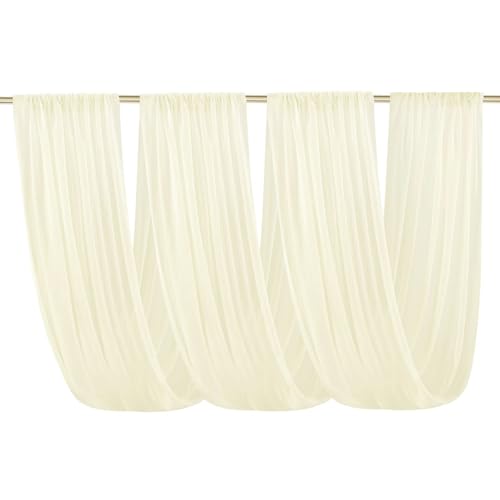 GCYEIDMA Hochzeit Vorhang Hochzeitsbogen-Dach-Decken-Dekor, transparente weiße Vorhänge, Stoffgaze-Tüllvorhang for Party-Zeremonie-Bühnenhotel-Dekoration(Color1,W75XH600CM) von GCYEIDMA