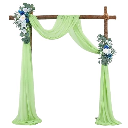 Hochzeit Vorhang 1 Stücke Weiß Hochzeit Bogen Drapieren Stoff 75X600CM Chiffon Stoff Drapieren Gardinen Sheer Hintergrund Empfang Hochzeit Zeremonie Dekor(Green1) von GCYEIDMA