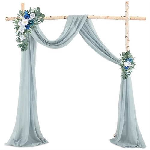 Hochzeit Vorhang 1 Stücke Weiß Hochzeit Bogen Drapieren Stoff 75X600CM Chiffon Stoff Drapieren Gardinen Sheer Hintergrund Empfang Hochzeit Zeremonie Dekor(Grey Blue) von GCYEIDMA