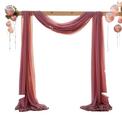 Hochzeit Vorhang 1 Stücke Weiß Hochzeit Bogen Drapieren Stoff 75X600CM Chiffon Stoff Drapieren Gardinen Sheer Hintergrund Empfang Hochzeit Zeremonie Dekor(Red1) von GCYEIDMA
