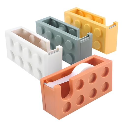 GD HUA 4 Stück Klebebandabroller, Klebestreifen Abroller, Klebebandspender Kinder, Klebeband Abroller Niedlicher Mini, Klebebandabroller in Bausteinform, Abroller Klein für Büro, Schule, Zuhause von GD HUA