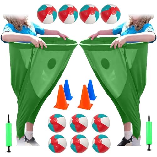 2-Teiliges Set Oma-Hosen-Hofspiel, Oma-Hosen-Outdoor-Spiel mit Luftpumpe Schild Hüpfball, riesige Wurfspiele for die Freizeit im Freien, Team-Staffel-Familientreffen-Party-Feldparty-Spielset(Green) von GDAONUDK