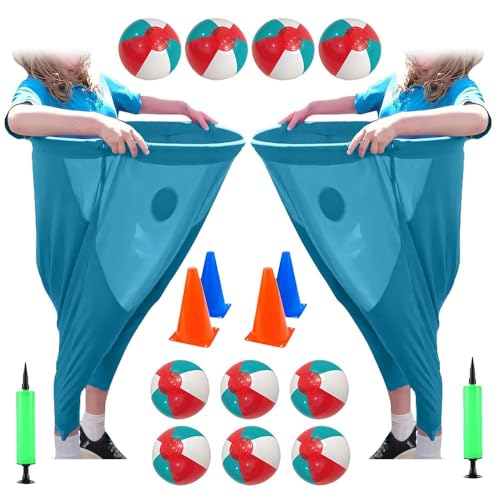 2-Teiliges Set Oma-Hosen-Hofspiel, Oma-Hosen-Outdoor-Spiel mit Luftpumpe Schild Hüpfball, riesige Wurfspiele for die Freizeit im Freien, Team-Staffel-Familientreffen-Party-Feldparty-Spielset(Light blu von GDAONUDK