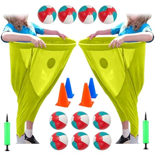 2-Teiliges Set Oma-Hosen-Hofspiel, Oma-Hosen-Outdoor-Spiel mit Luftpumpe Schild Hüpfball, riesige Wurfspiele for die Freizeit im Freien, Team-Staffel-Familientreffen-Party-Feldparty-Spielset(Yellow) von GDAONUDK