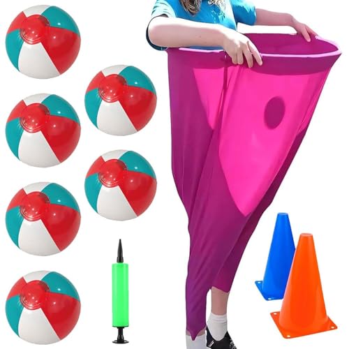 2025 Oma-Hosen-Spiel für den Garten, Oma-Hosen-Outdoor-Spiel mit Hüpfbällen, mit Luftpumpe Schild Hüpfball, Oma-Hosen-Gigant-Wurfspiel für draußen, Familientreffen-Spielset(Red) von GDAONUDK