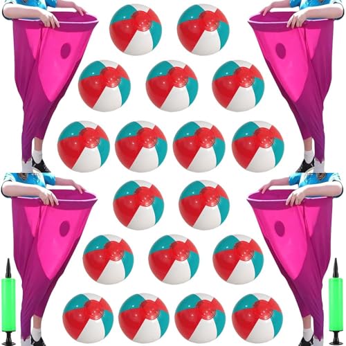4-Teiliges Set Oma-Hosen Gartenspiele, Riesige Oma-Hosen-Spiel für draußen, mit Luftpumpen-Hüpfball, Granny Pants Yard Game, für Familientreffen im Freien(Red) von GDAONUDK