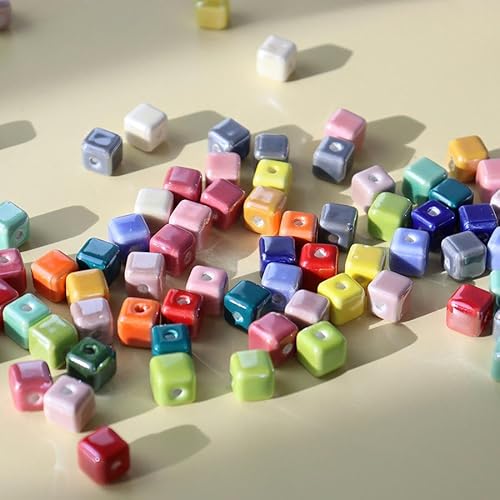 GDBZS Würfel-Porzellanperlen, 30 Stück, 10 mm, handgefertigte Keramikperlen für die Schmuckherstellung, Halsketten, Armbänder, lose Distanzperlen, Charms, Basteln GDBZS Würfel-Porzellanperlen, 30 Stück, 10 mm, handgefertigte Keramikperlen für die Schmuckherstellung, Halsketten, Armbänder, lose Distanzperlen, Charms, Basteln von GDBZS