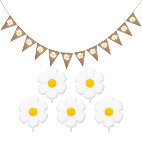 1 Set Sacktuch Gänseblümchen Banner und 5 Stück Gänseblümchen Luftballons, Wimpel Flagge, Sonnenblumenballons, Outdoor Party Dekoration Supplies. 1 Set Sacktuch Gänseblümchen Banner und 5 Stück Gänseblümchen Luftballons, Wimpel Flagge, Sonnenblumenballons, Outdoor Party Dekoration Supplies. von GDFHBD