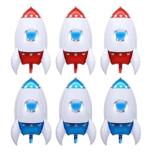 6 Stück aufblasbare Raketenballons, festliche Dekorationen, lustige Luftballons und Partydekorationen. von GDFHBD
