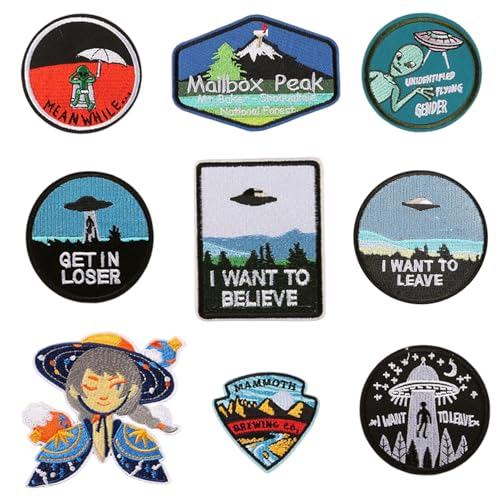 GDFHBD 9 Stück Bügelflicken, Jeans Patches, Space Planet Themed Patches, DIY Bügelflicken, Kinder Kleidung Patches, Bügelbilder von GDFHBD