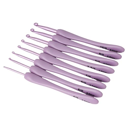 8 Stück Häkelnadeln Kunststoff Häkelnadel Häkelgarn Ergonomischer Griff Häkelnadel-Set von GDFHYJN(グフン)