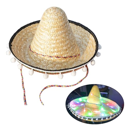 CincoDeMayo Strohhut für Erwachsene und Kinder, Partyhüte, Mexiko, Festival-Hüte, Fotografie-Hüte, LED-Themenparty, Kostümzubehör von GDFHYJN(グフン)