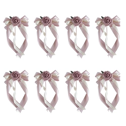 Seidenblume Auto Brille Dekoration Hochzeit Auto Blume Akzent Seide Bowknot Rückspiegel Brille Dekoration von GDFHYJN(グフン)