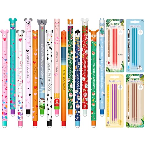 14er Set Gel Radiergummi Farm Stifte + 12 schwarzen Nachfüllminen, mit thermoempfindlicher Löschtinte, Kawaii Verschiedene Tiermotive, Mehrfarbig Temperaturempfindlich, 0,7 mm Spitze 14er Set Gel Radiergummi Farm Stifte + 12 schwarzen Nachfüllminen, mit thermoempfindlicher Löschtinte, Kawaii Verschiedene Tiermotive, Mehrfarbig Temperaturempfindlich, 0,7 mm Spitze von GDFJBG