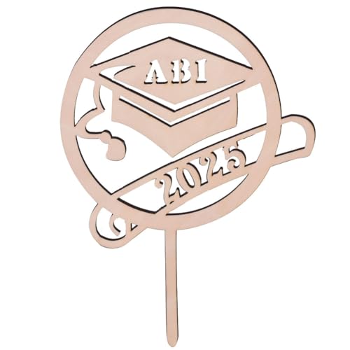 2025 ABI Tortendeko,Cake Topper Abitur 2025 aus Holz,Bestandene Prüfung Cupcake Deko Tortenstecker Abschlussfeier Graduation Party Deko Geschenke für Senioren, High School von GDFJBG