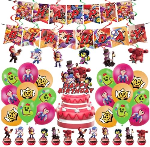 Geburtstagsdeko, Party Deko, Deko Geburtstag Kinder, Geburtstag Party Set Kinder, Hängende Swirl-Dekoration Tortendekoration Ballon Banner, Birthday Decorations for Children (H) von GDFJBG