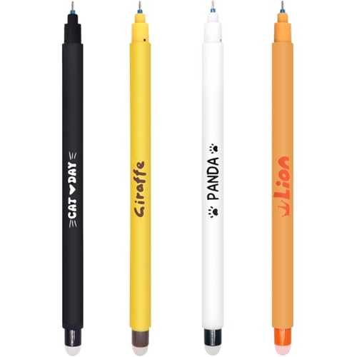 Löschbarer Stift, Set mit 4 Stiften & Tieraufnähern Extrem glatte Schreiber 0.7 mm Kugelschreiber Kugel am Ende zum Entfernen der Tinte, Für Schule & Büro Löschbarer Stift, Set mit 4 Stiften & Tieraufnähern Extrem glatte Schreiber 0.7 mm Kugelschreiber Kugel am Ende zum Entfernen der Tinte, Für Schule & Büro von GDFJBG