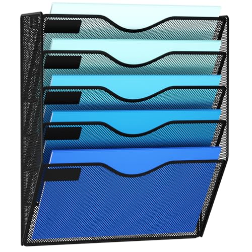 GDINDINFAN Hängender Aktenhalter mit 5 Fächern, aus Netzstoff, zur Wandmontage, für Zeitschriften, Schwarz GDINDINFAN Hängender Aktenhalter mit 5 Fächern, aus Netzstoff, zur Wandmontage, für Zeitschriften, Schwarz von GDINDINFAN