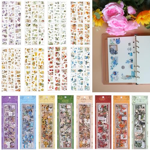 GDJIAJT 556 Stück/48 Blatt Scrapbooking Sticker，Scrapbook Zubehör丨Scrapbook Stickers Set Sticker Bullet Journal für Scrapbook,Bullet Journal Zubehör,Journaling Zubehör usw von GDJIAJT