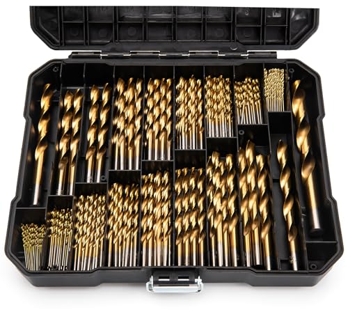 Titan-Spiralbohrer-Set für Metall und Holz, 135°-Spitze, Hochgeschwindigkeitsstahl, Titan-Bohrer-Set, Bohrer-Set für Holz, Aluminiumlegierung, Metall, Kunststoff mit Aufbewahrungskoffer, 1,9 cm - 1,27 Titan-Spiralbohrer-Set für Metall und Holz, 135°-Spitze, Hochgeschwindigkeitsstahl, Titan-Bohrer-Set, Bohrer-Set für Holz, Aluminiumlegierung, Metall, Kunststoff mit Aufbewahrungskoffer, 1,9 cm - 1,27 von GDLIN