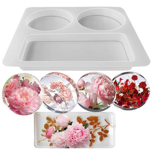 DIY Silikon-Untersetzer-Harzform-Set, wiederverwendbares Untersetzer-Werkzeug, geeignet für Harz, Epoxidharz, handgefertigte Produktion (rund) von GDLPZM