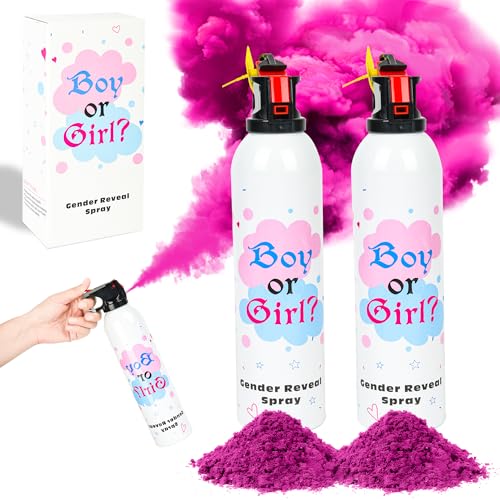 2 große Gender Reveal Puderspray; für Jungen oder Mädchen, Party-Ideenzubehör, 100% sicher und umweltfreundlich (Rosa) von GDLYXJ