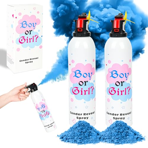 2 große Gender Reveal Puderspray; für Jungen oder Mädchen, Party-Ideenzubehör, 100% sicher und umweltfreundlich (blau) von GDLYXJ