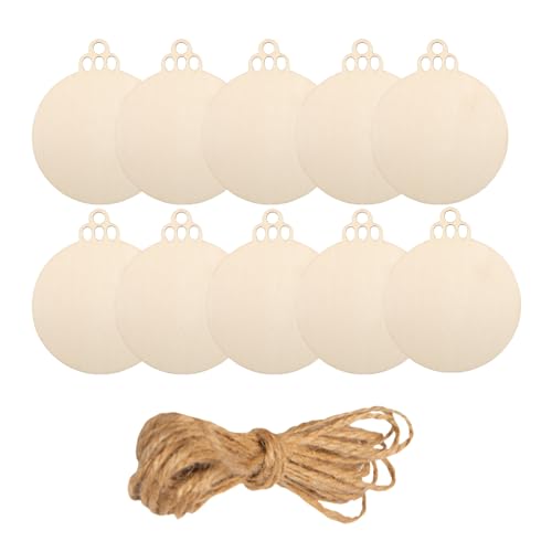 10 Stück unlackierte runde Holzscheiben – 7,9 x 8,9 cm natürliche Holzscheiben für Bastelarbeiten, Malerei, Weihnachtsdekorationen und künstlerische Projekte von GDQQOYWQT