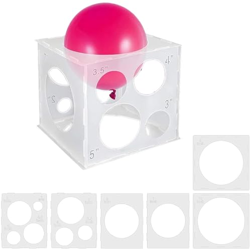 GDQQOYWQT - Faltbarer Kunststoff-Ballon-Größenbox-Würfel mit 11-Loch-Messwerkzeug für 5-25,4 cm Luftballons, Kunststoff-Ballon-Größenbox (1 Stück) von GDQQOYWQT